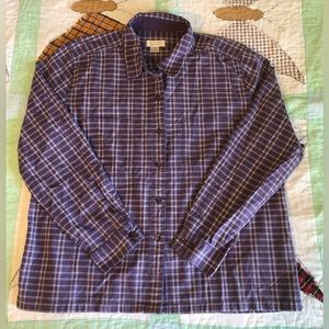 purple and white christopher & banks plaid button-up